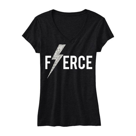 FIERCE Glitter Black Workout Shirt - Pride Fire - L - Women's Clothing