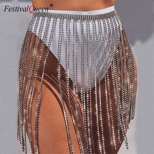 Glitter Long Tassel Mini Skirts - Pride Fire - 657463_AVUE9NM -