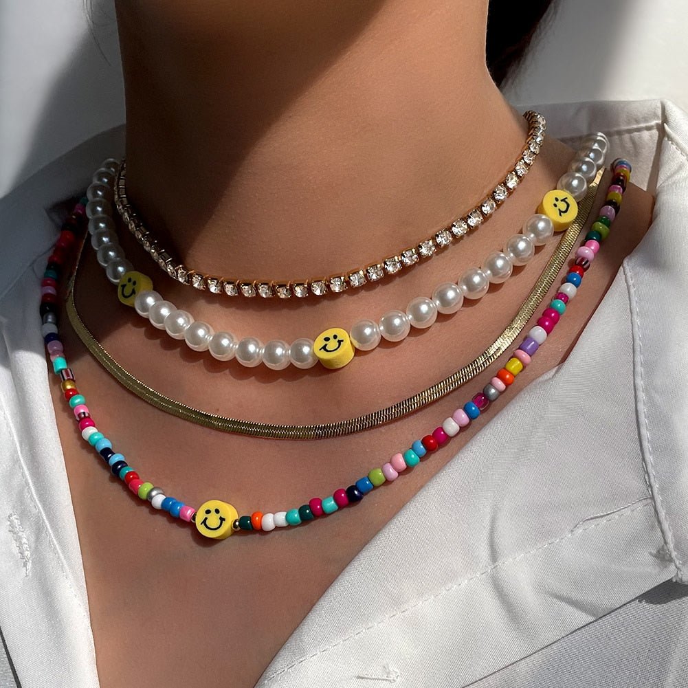 Multilayer Pearl Rainbow Beaded Necklace - Pride Fire - 768890_F6SOPLQ -