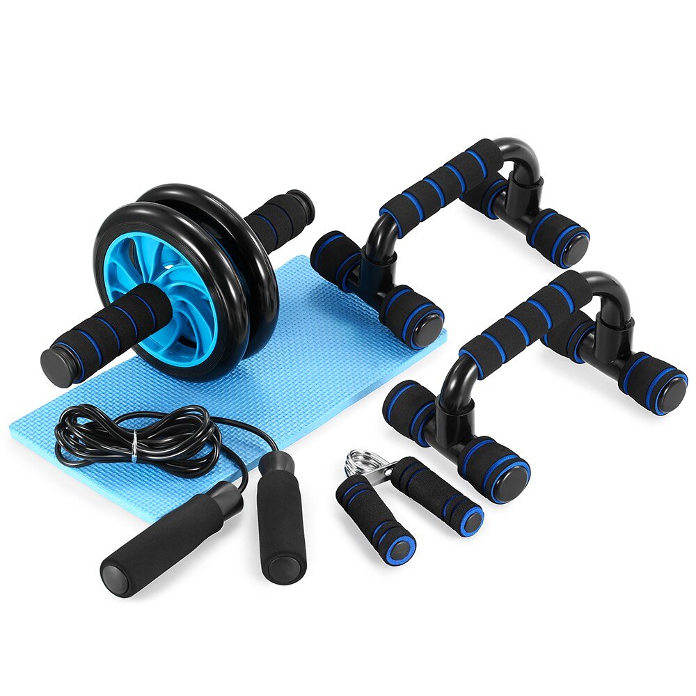 Muscle Exercise Equipment Abdominal Press Wheel Roller Home Fitness Equipment Gym Roller Trainer with Push UP Bar Jump Rope - Pride Fire - 14303_3JAULNU -