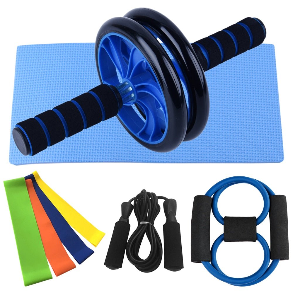 Muscle Exercise Equipment Abdominal Press Wheel Roller Home Fitness Equipment Gym Roller Trainer with Push UP Bar Jump Rope - Pride Fire - 14303_IBGUNLV -