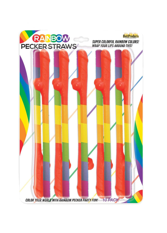 Rainbow Dick Straws - 10 Pack - Pride Fire - HTP3250 - Accessories