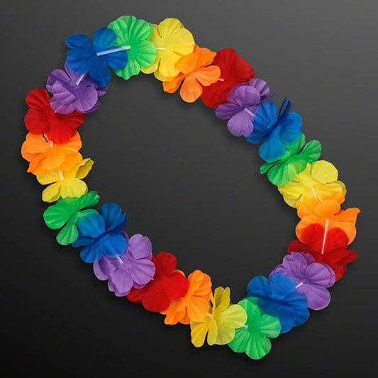 Rainbow Hawaiian Flower Lei - Pride Fire - BLNKC1518 - Festivals & Parties