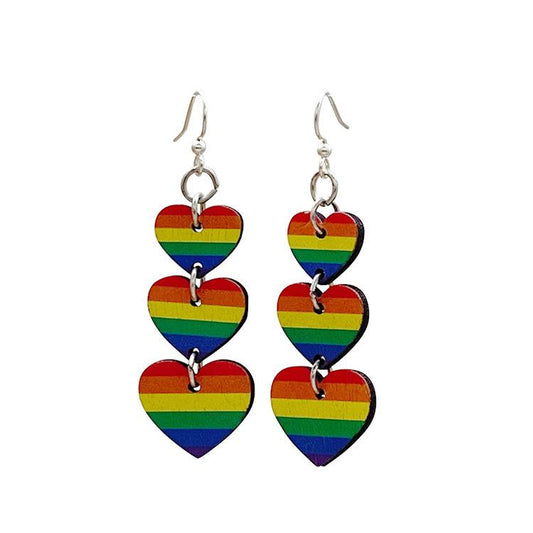 Rainbow Heart Earrings #1672 - Pride Fire - 1672 - Earrings