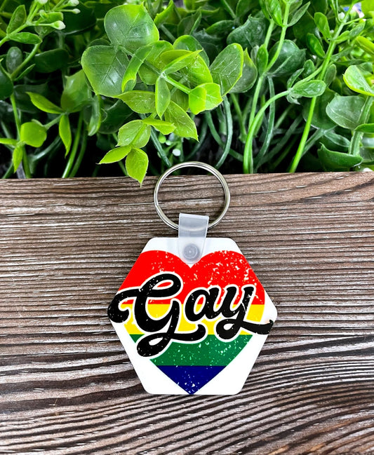 Rainbow Heart Gay Keychain - Pride Fire - P-RA-K-9355-S - Necklaces