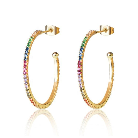 Rainbow Hoop Earrings - Pride Fire - rbhE - Jewelry & Watches