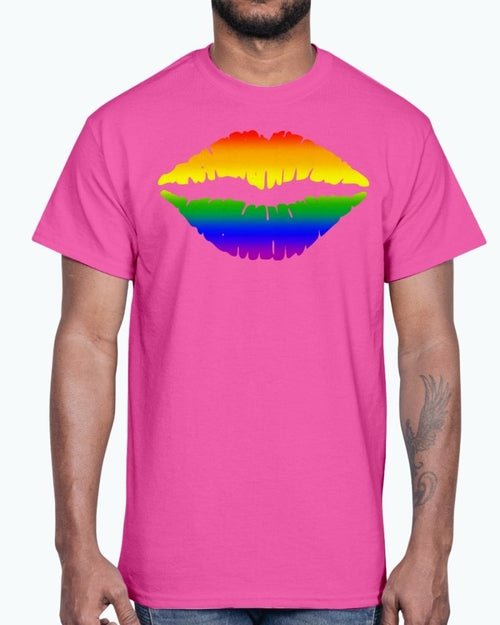Rainbow Kiss/Lips Cotton Tee - Pride Fire - FUEL-F14C3E6 - T-shirts