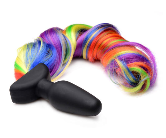 Rainbow Pony Tail Vibrating Anal Plug - Pride Fire - TZ-AG186 - Sex Toys