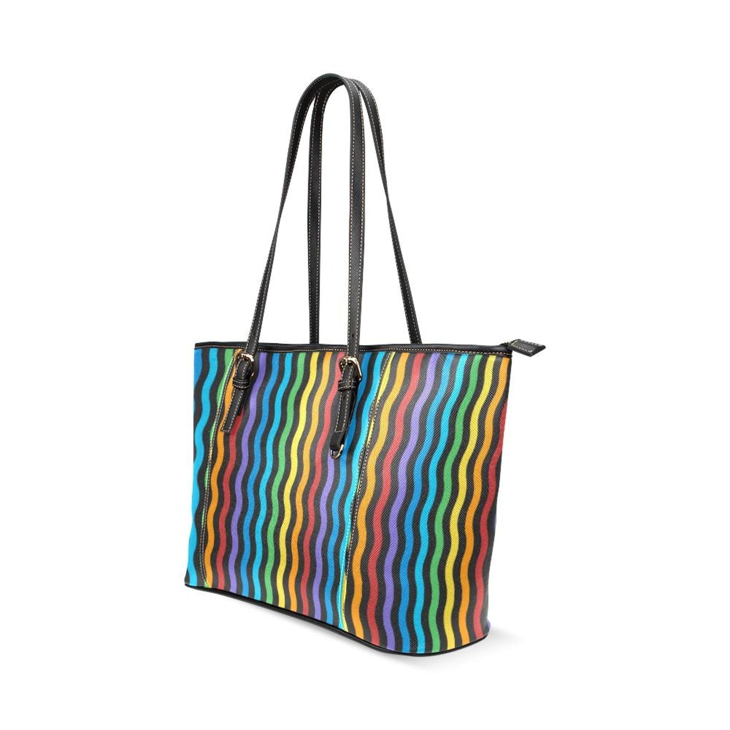 Rainbow Stripe Large Leather Tote Bag - Pride Fire - D4889385 - Handbags