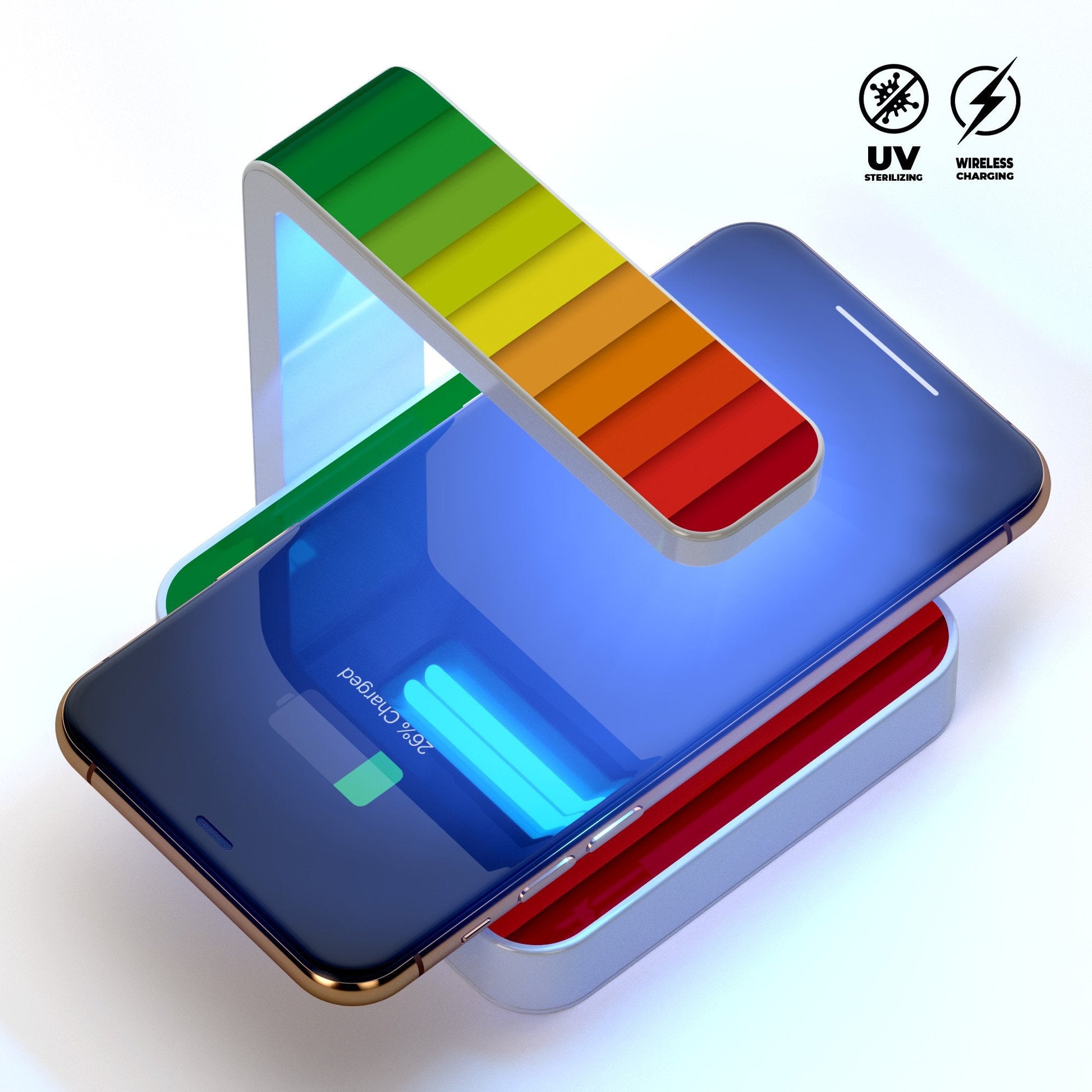 Rainbow Striped UV Germicidal Sterilizing Wireless charging Port - Pride Fire - UVSterV1CHL1-157 - Tech Accessories