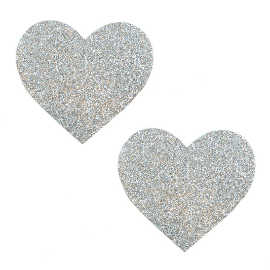 Silver Glitter Heart Pasties - Pride Fire - NN-SPD-HRT-NS - Accessories