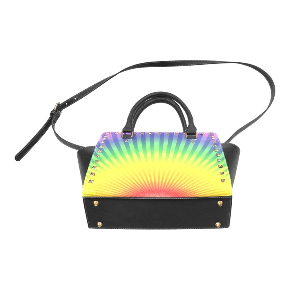 Top Handle Leather Rainbow Handbag - Pride Fire - D5790768 - Handbags