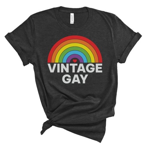 Vintage Gay Graphic t-shirt - Pride Fire - 2XL-HEATHERGREY - Tops & Blouses