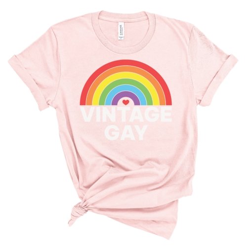 Vintage Gay Graphic t-shirt - Pride Fire - 2XL-SOFTPINK - Tops & Blouses