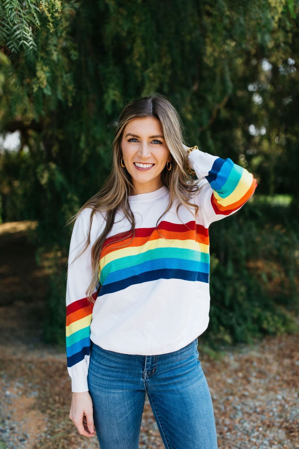 White Rainbow Sweater - Pride Fire - SPCLSWE-1001-WHLG - Women's Clothing