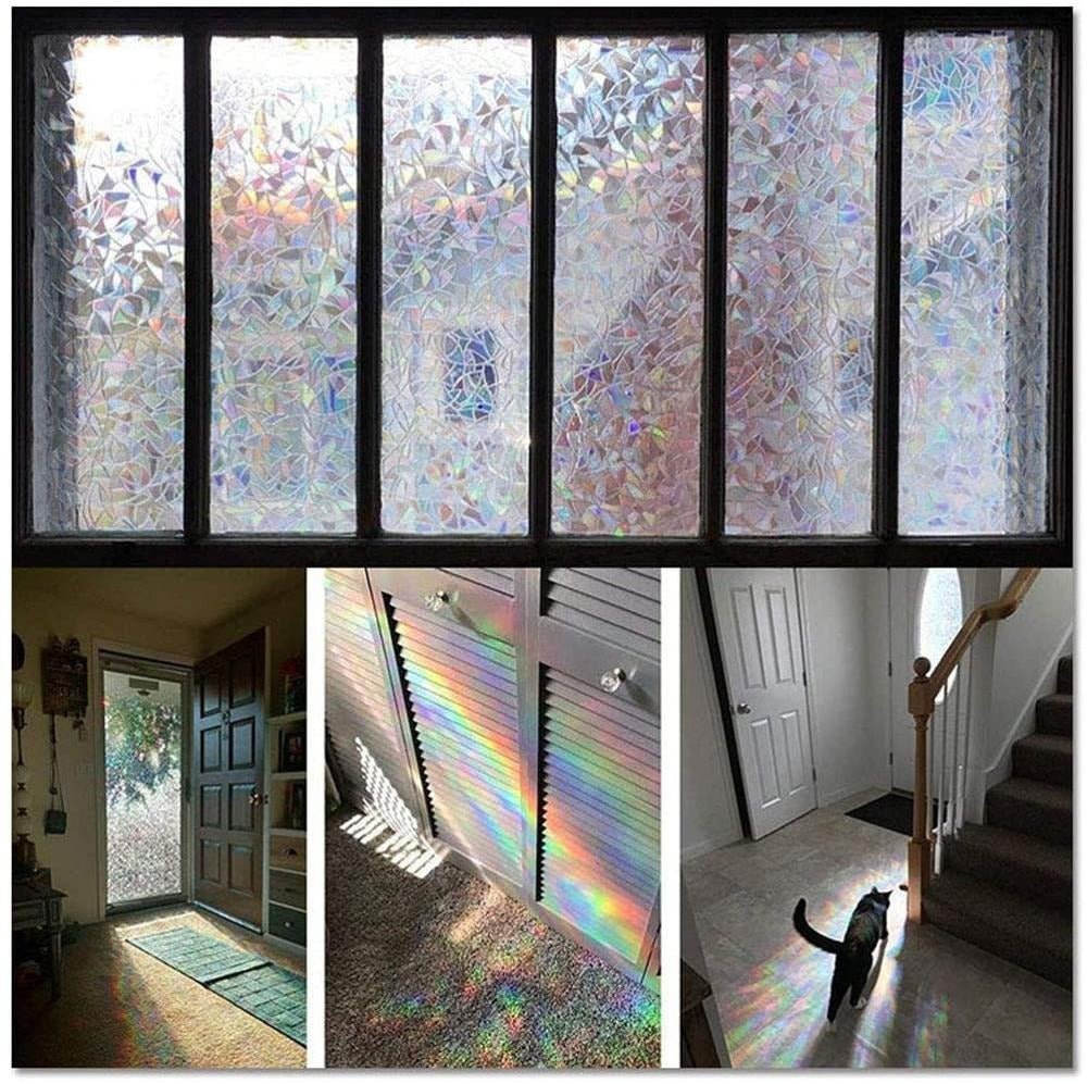 3D Rainbow Effect Window Film Stained Glass Vinyl - Pride Fire - GG7HTFO -