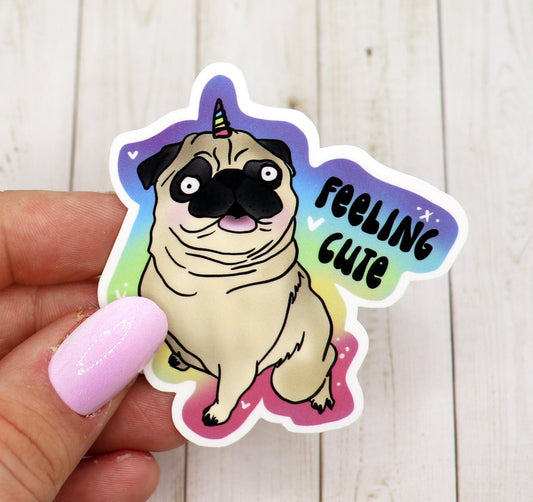 Feeling Cute Pug Sticker - Pride Fire - BROKENGLASS - Stationery & Crafts