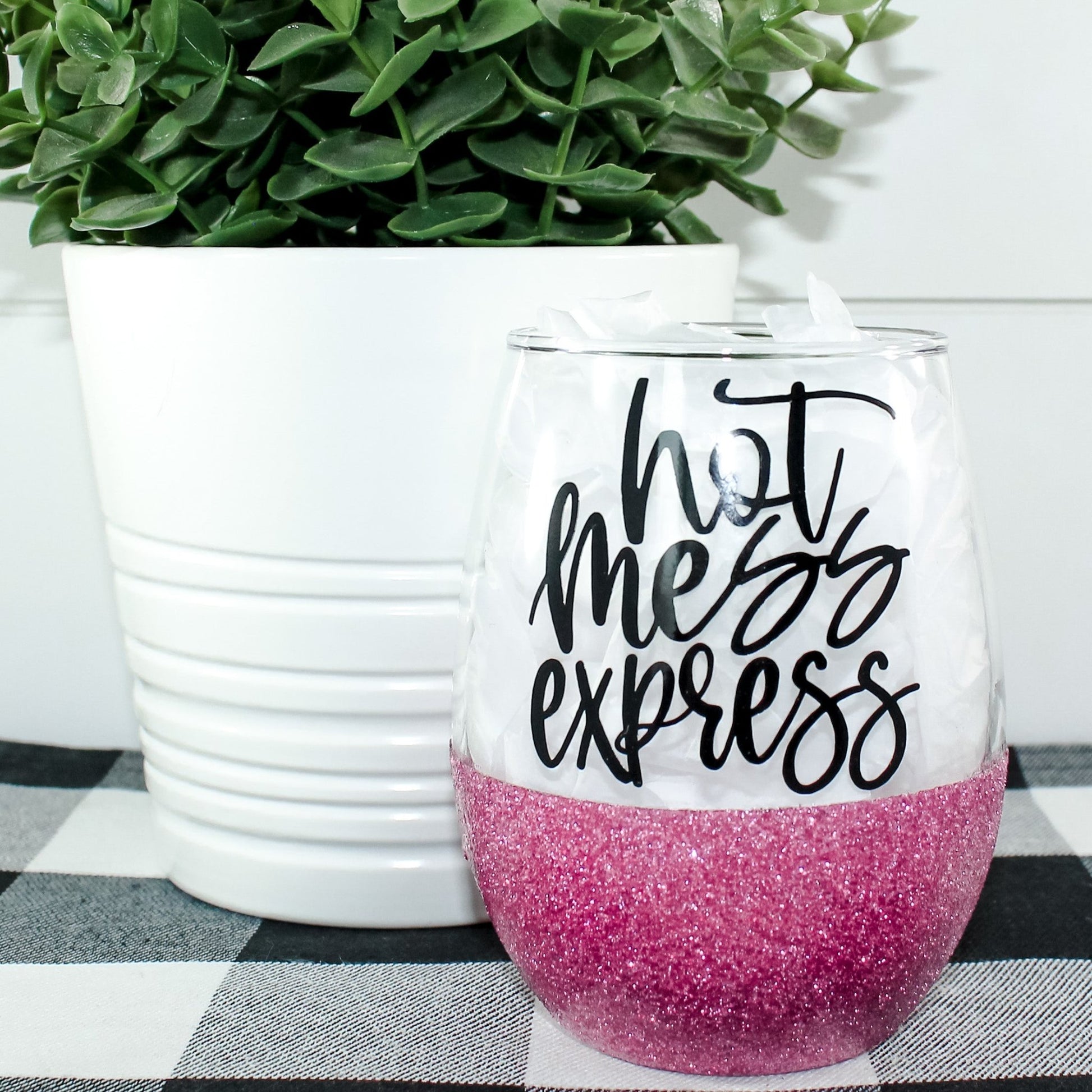 Hot Mess Express Glitter Wine Glass - Pride Fire - AQUA - Drinkware