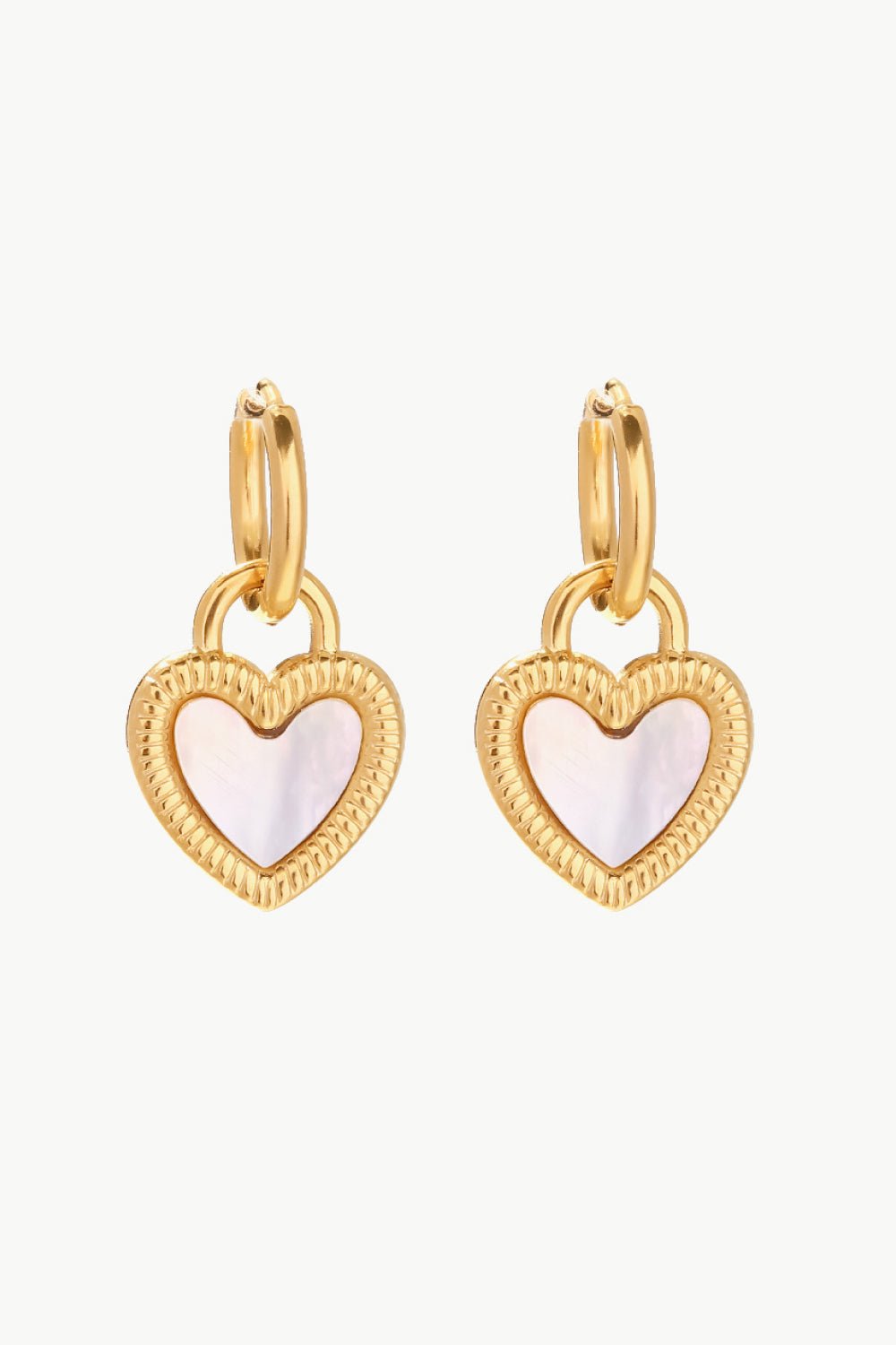 Inlaid Shell Heart Drop Earrings - Pride Fire - 100100079349490 -