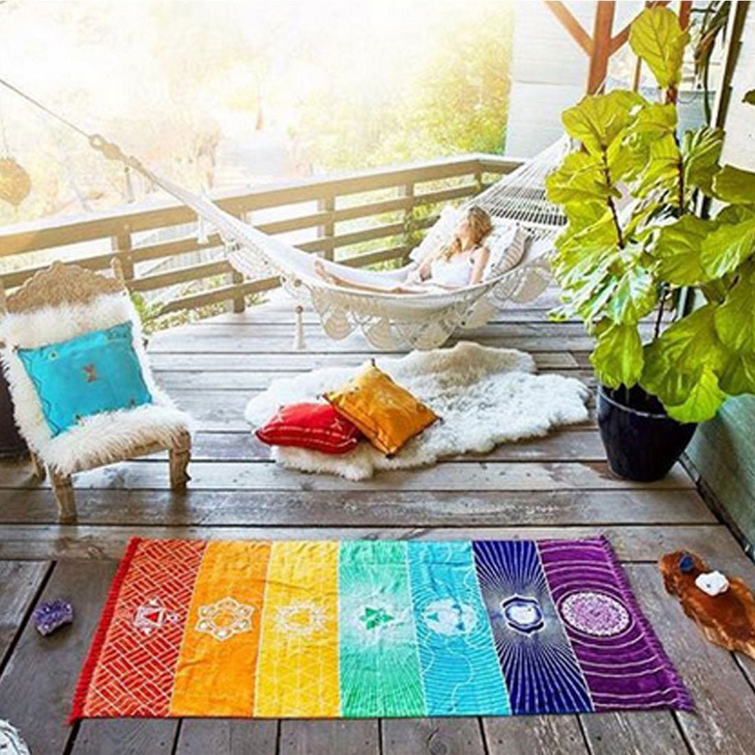 Mandala Indian Rainbow 7 Chakra Tapestry - Pride Fire - 486482_TXILKNW -