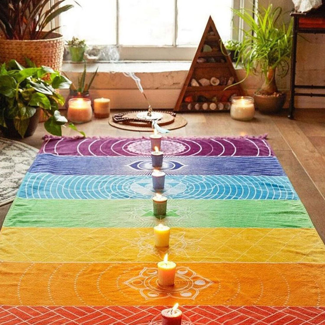 Mandala Indian Rainbow 7 Chakra Tapestry - Pride Fire - 486482_TXILKNW -