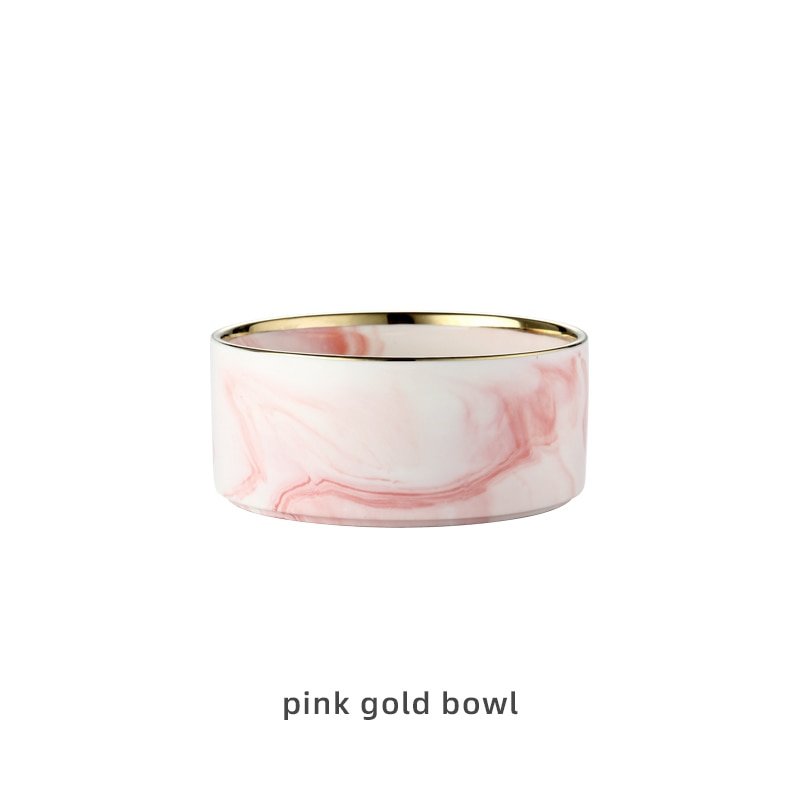 Marbling Ceramic Double Bowl For Pet - Pride Fire - 488984_AN70A2D -