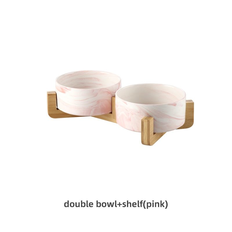 Marbling Ceramic Double Bowl For Pet - Pride Fire - 488984_FULJPAE -