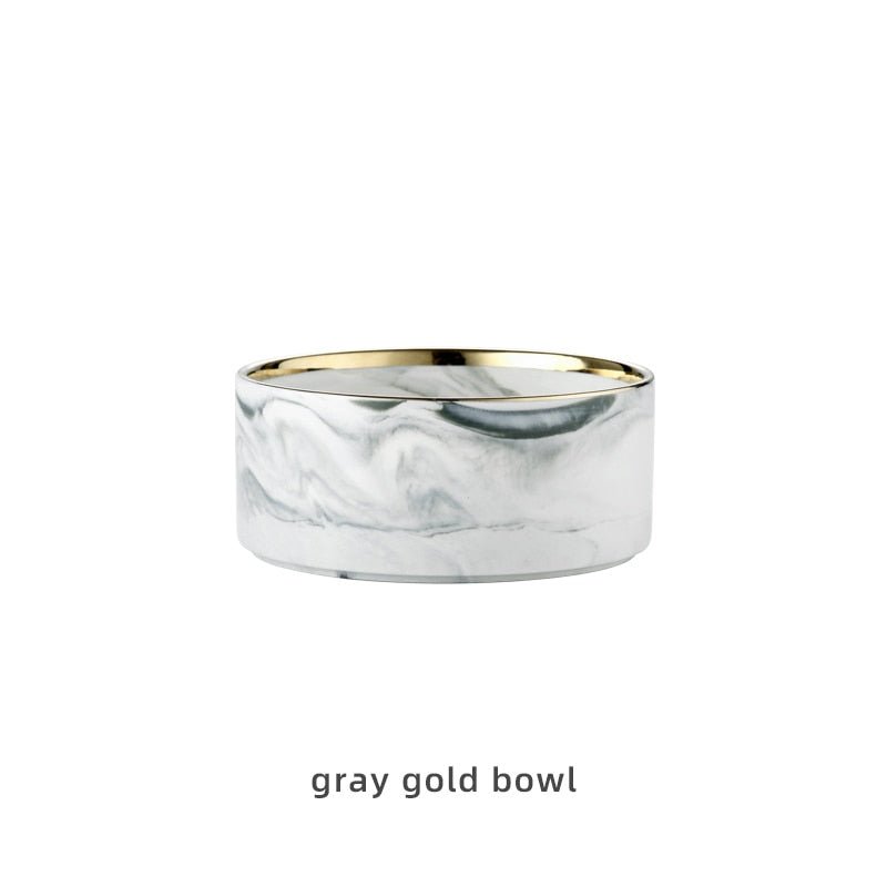 Marbling Ceramic Double Bowl For Pet - Pride Fire - 488984_GRG98XY -