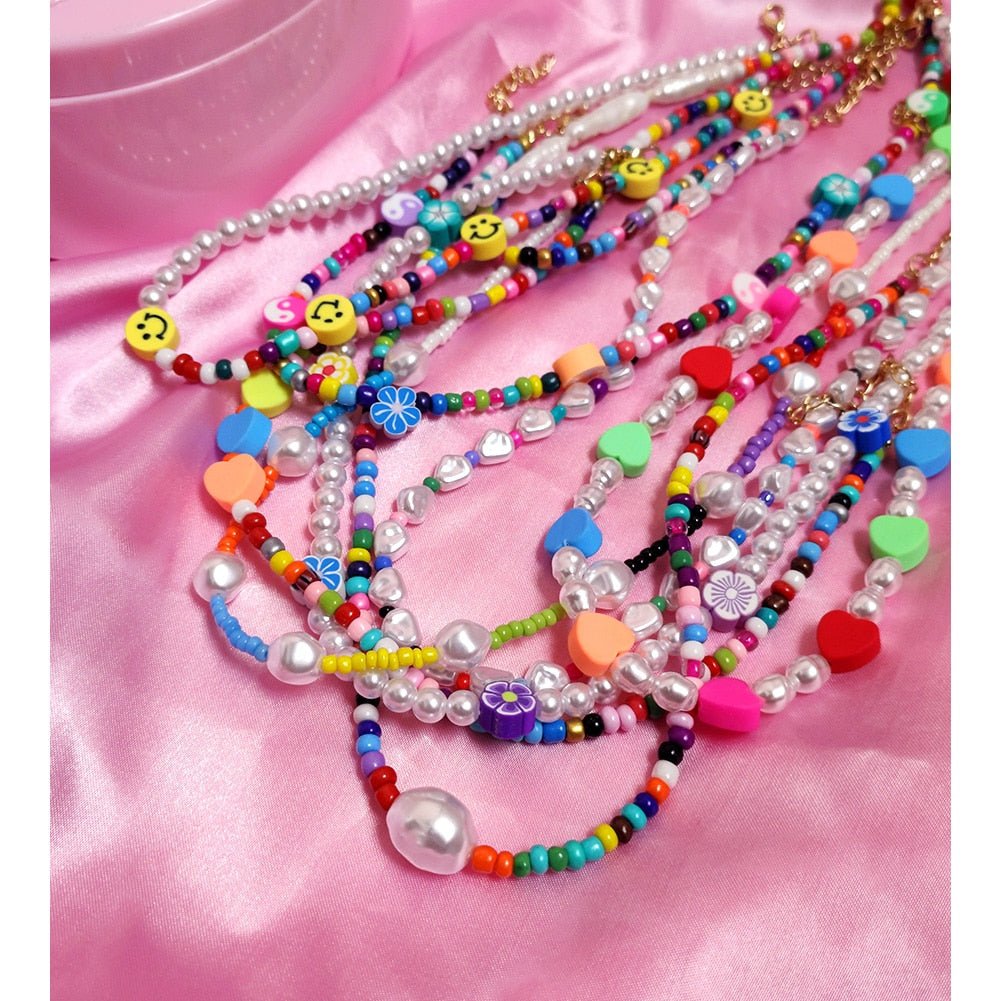 Multilayer Pearl Rainbow Beaded Necklace - Pride Fire - 768890_F6SOPLQ -