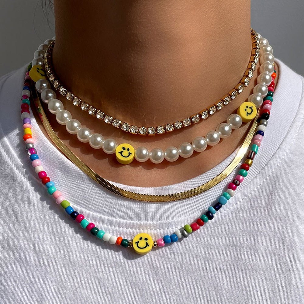 Multilayer Pearl Rainbow Beaded Necklace - Pride Fire - 768890_F6SOPLQ -