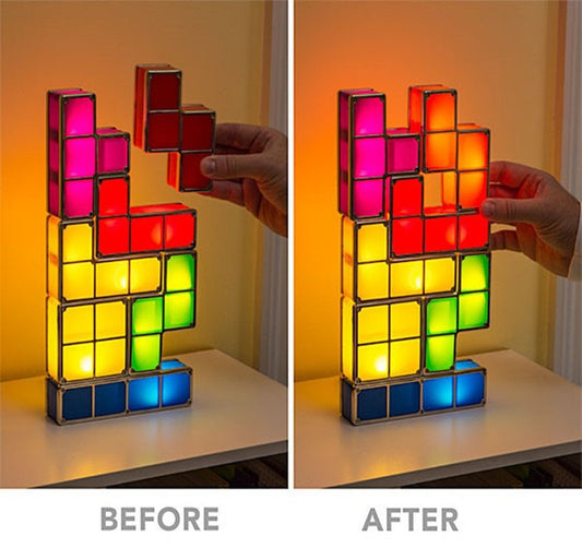 Novelty Lighting DIY Tetris Puzzle 3D LED Night Light Toy Brick Stackable Lamp Constructible Block Desk Lamp Children Kids Gift - Pride Fire - 664199_99NTNMK -