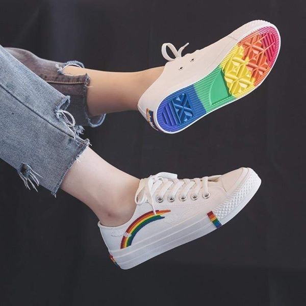 Pride Canvas Sneakers - Pride Fire - CJBHNSNS19678-White-35 -