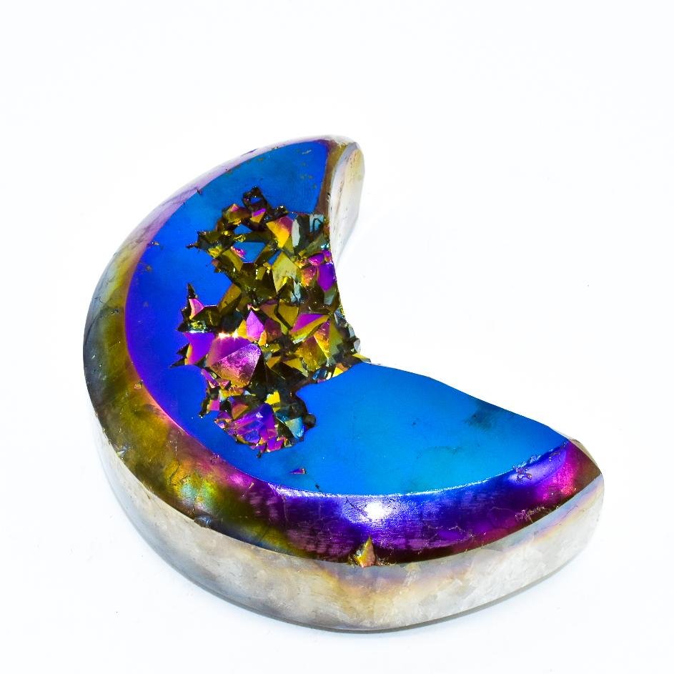 Rainbow Agate Druzy Moon - Pride Fire - HN00305 - Home & Garden