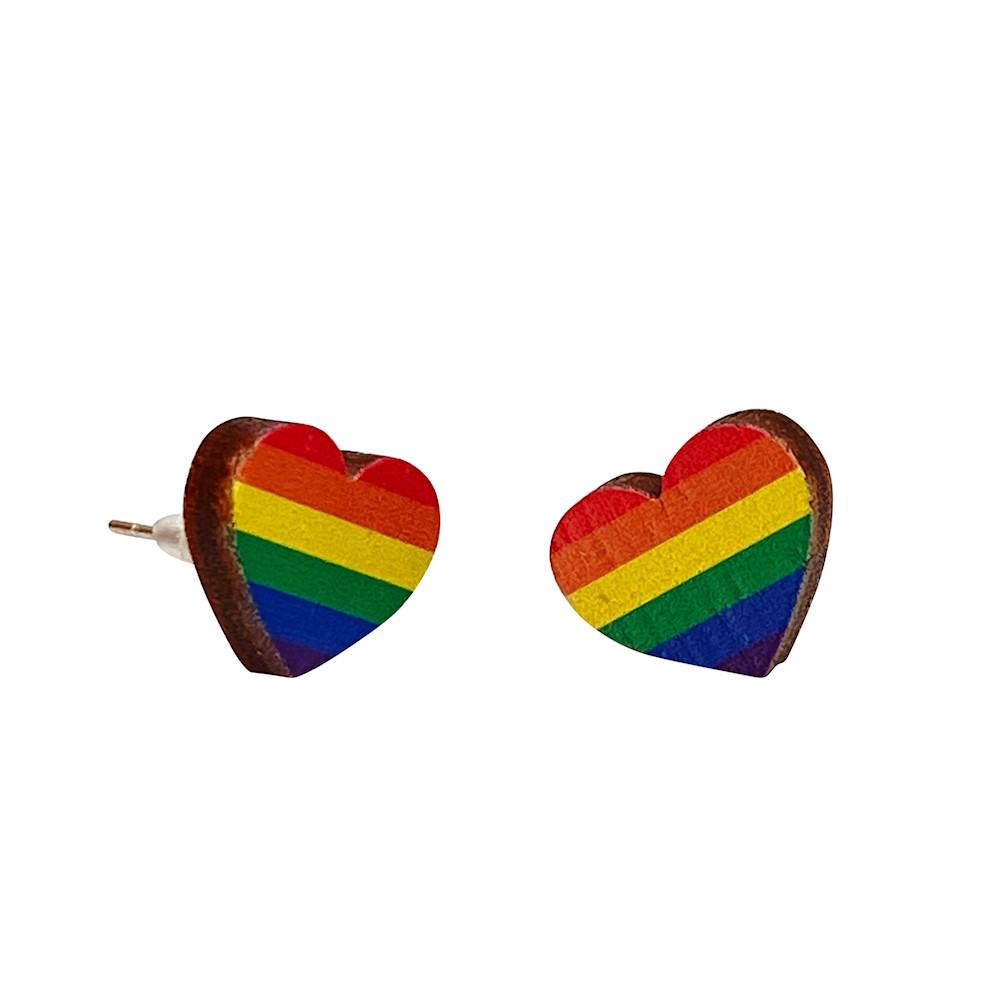 Rainbow Heart Stud Earrings - Pride Fire - 3091 - Earrings