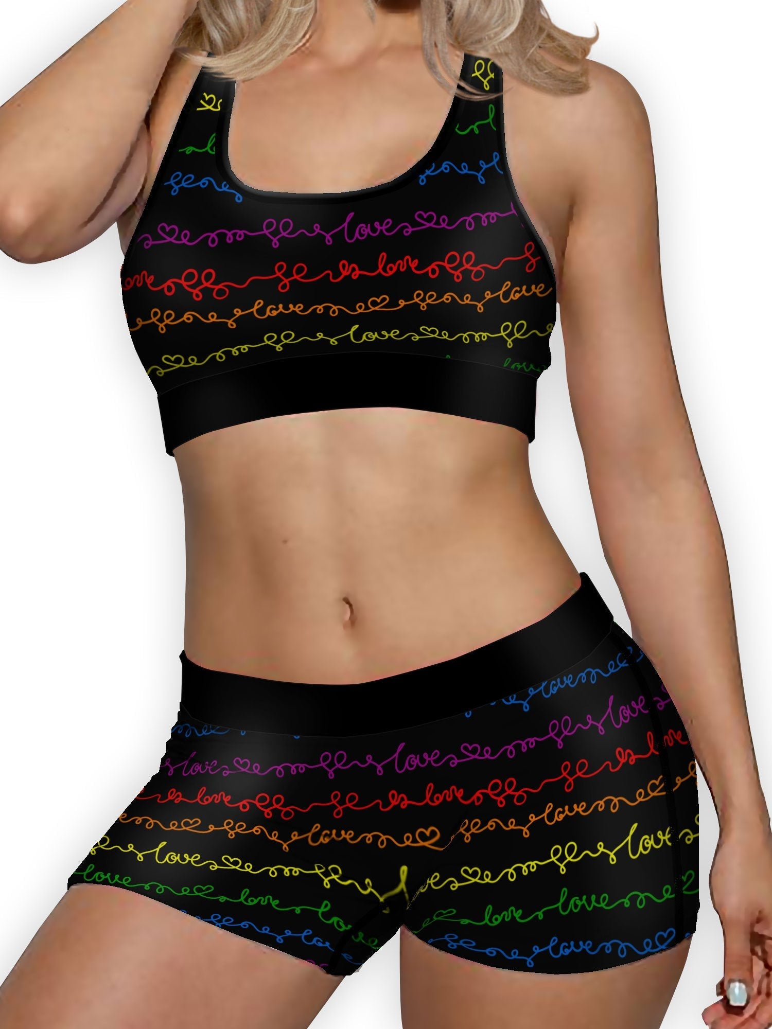 Rainbow Love Sports Bra - Pride Fire - SBE2284-2XL-MULTI - Activewear