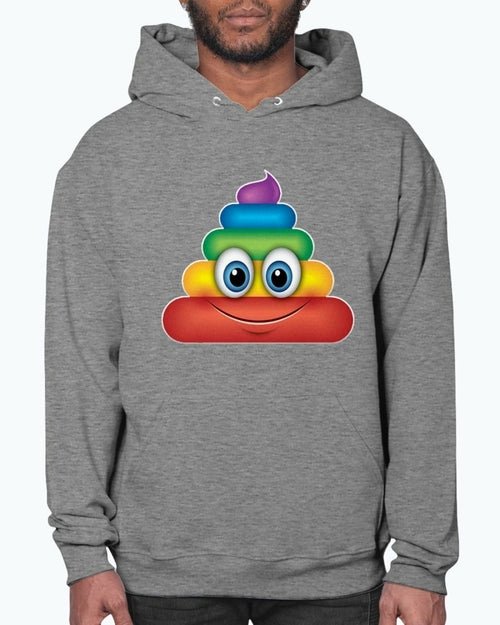 Rainbow Poop Emoji - Hoodie - Pride Fire - 05-A8A8A8-2XL - T-shirts