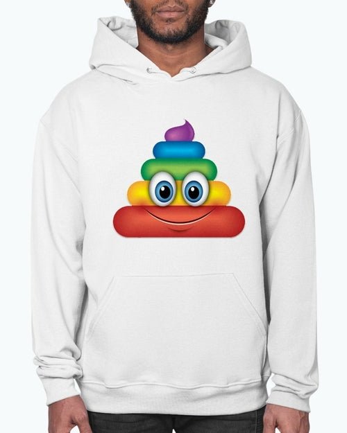 Rainbow Poop Emoji - Hoodie - Pride Fire - 05-F6F6F6-2XL - T-shirts