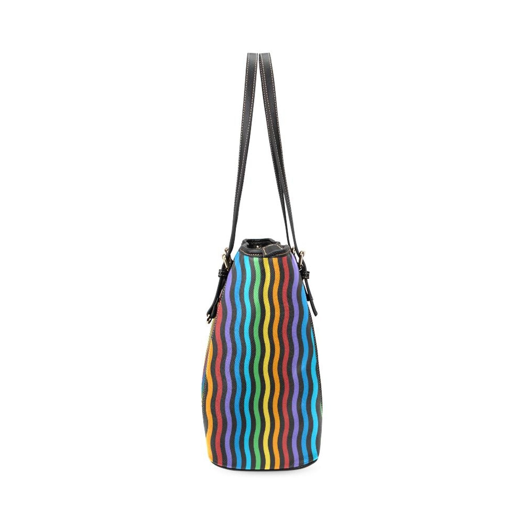 Rainbow Stripe Large Leather Tote Bag - Pride Fire - D4889385 - Handbags