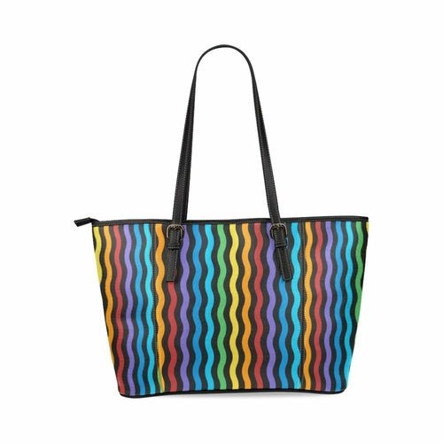 Rainbow Stripe Large Leather Tote Bag - Pride Fire - D4889385 - Handbags