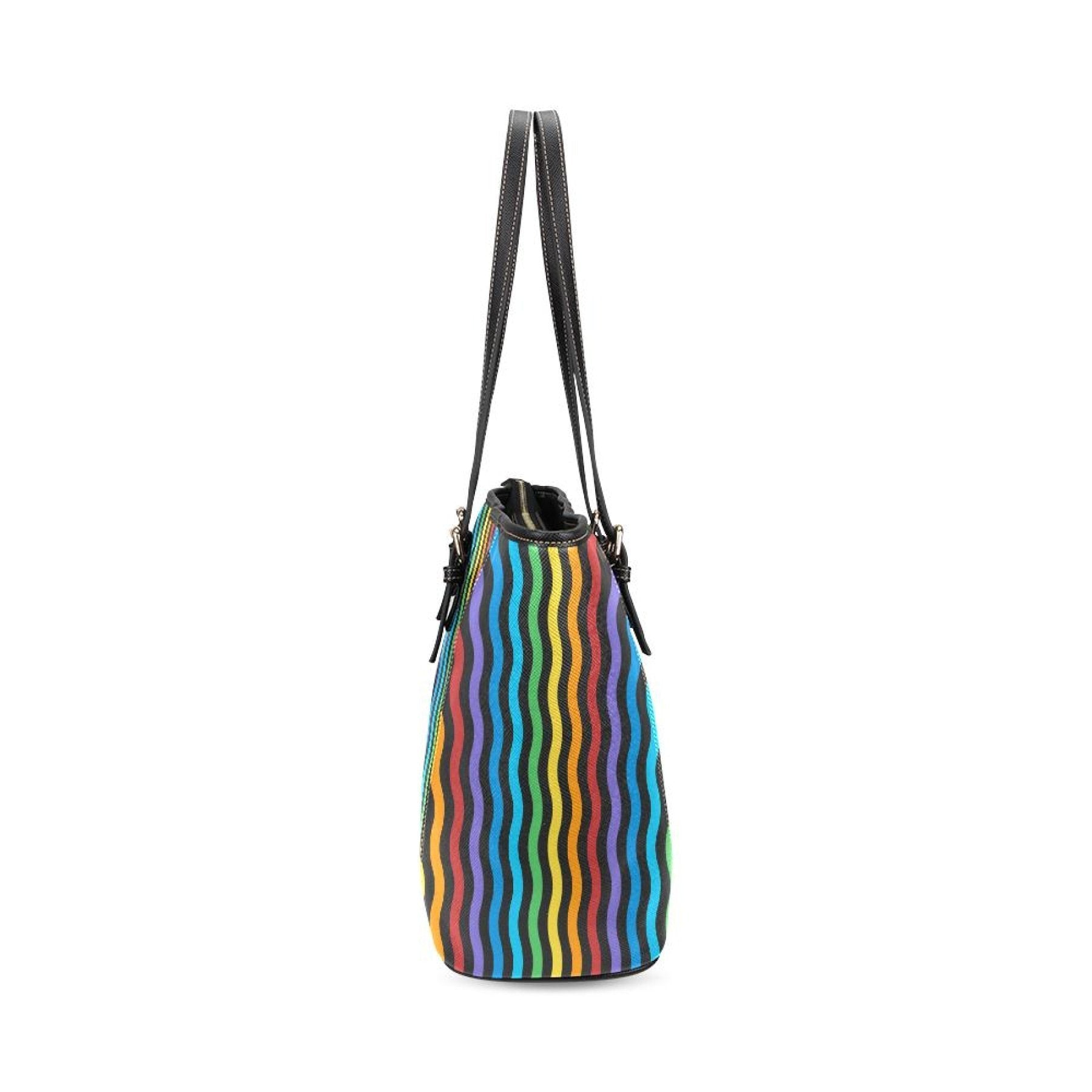 Rainbow Stripe Large Leather Tote Bag - Pride Fire - D4889385 - Handbags