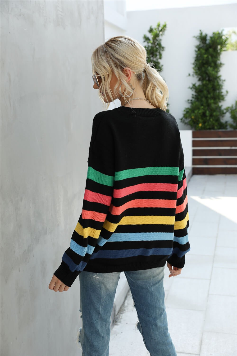 Rainbow Stripe Sweater - Pride Fire - 100100394060681 - Women's Clothing