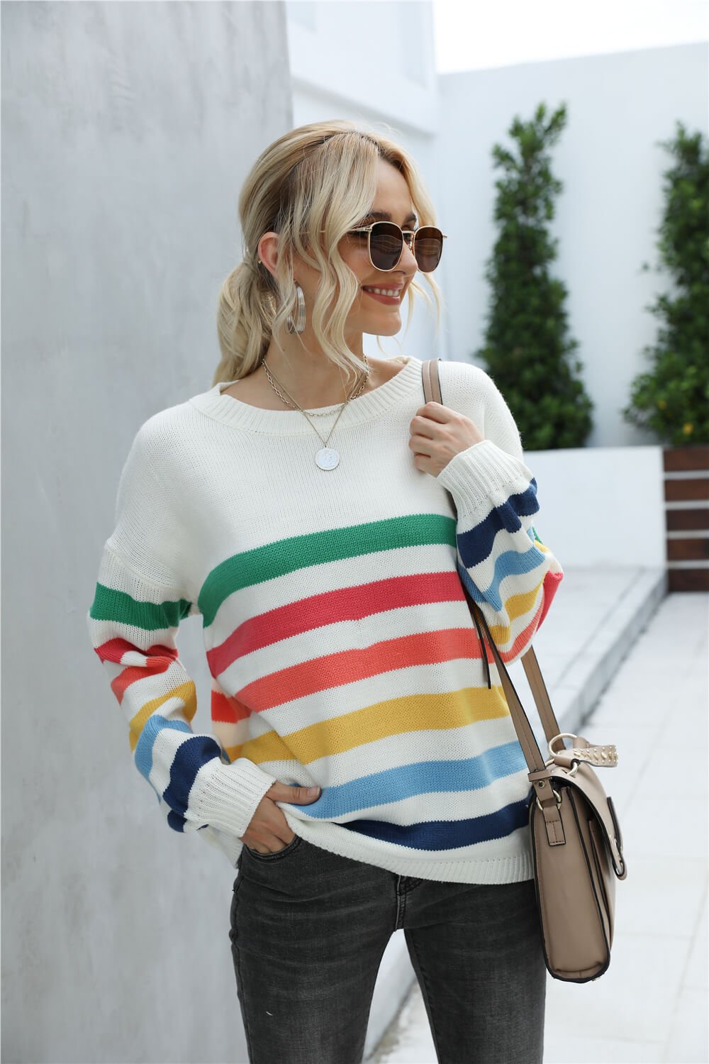 Rainbow Stripe Sweater - Pride Fire - 100100394067875 - Women's Clothing