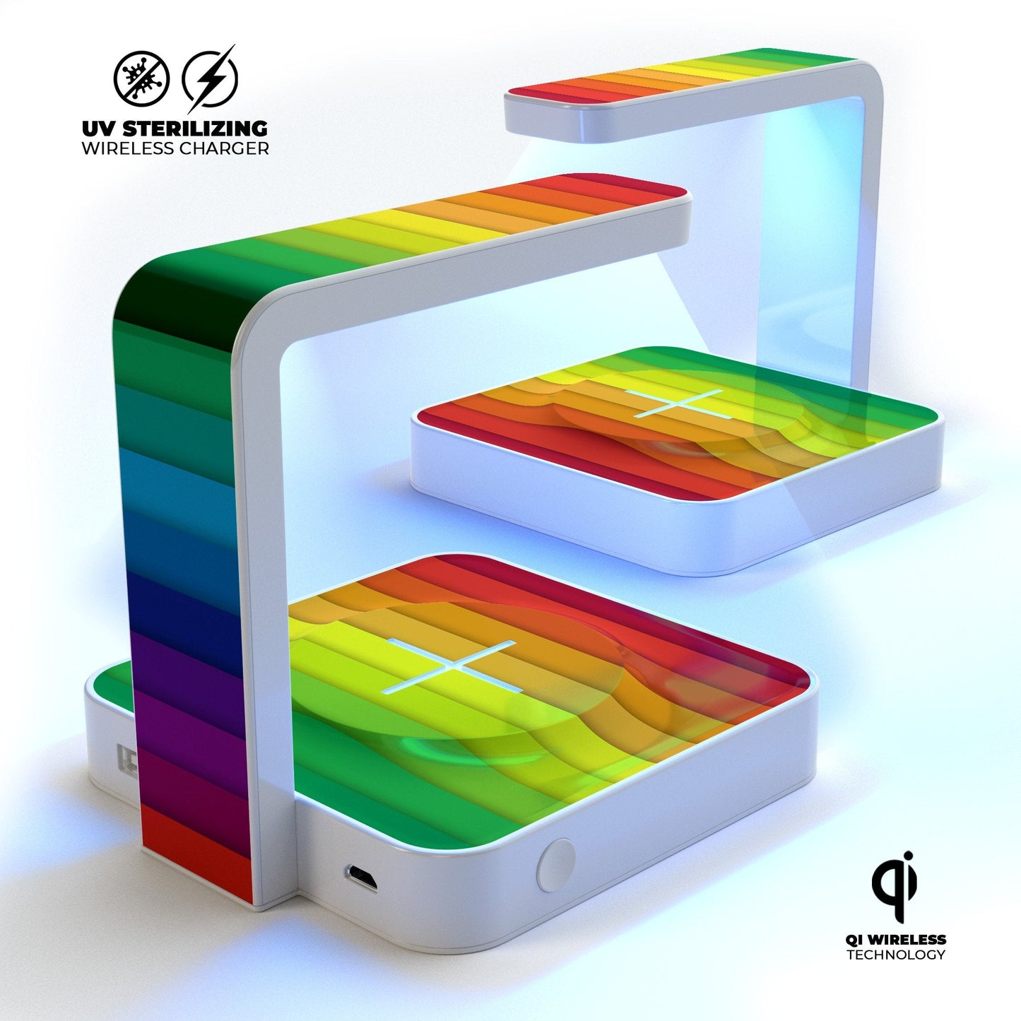 Rainbow Striped UV Germicidal Sterilizing Wireless charging Port - Pride Fire - UVSterV1CHL1-157 - Tech Accessories