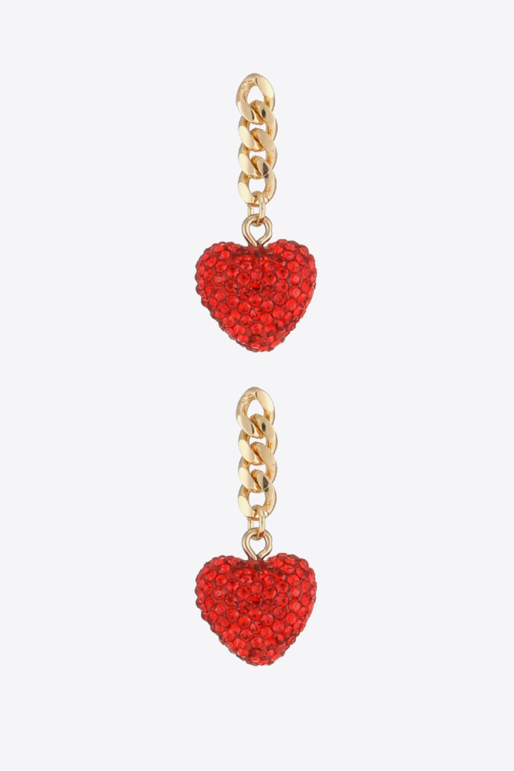 Rhinestone Heart Chain Drop Earrings - Pride Fire - 101300278040543 -