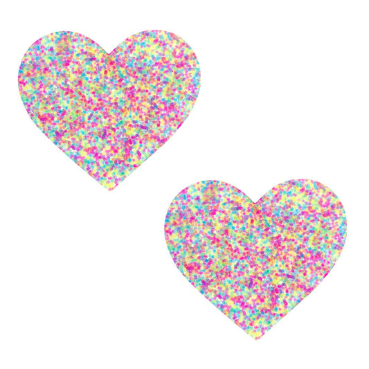 Sprankles Neon Blacklight Glitter I Heart U Nipztix Pasties - Pride Fire - NN-SPR-HRT-NS-NBLG - Accessories