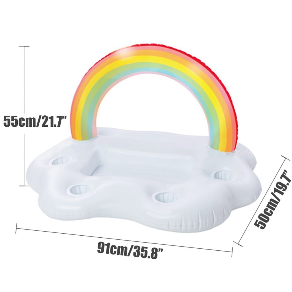 Summer Party Bucket Rainbow Cloud Cup Holder Inflatable Pool Float Beer Drinking Cooler Table Bar Tray Beach Swimming Ring - Pride Fire - 16134_YVDXFZL -