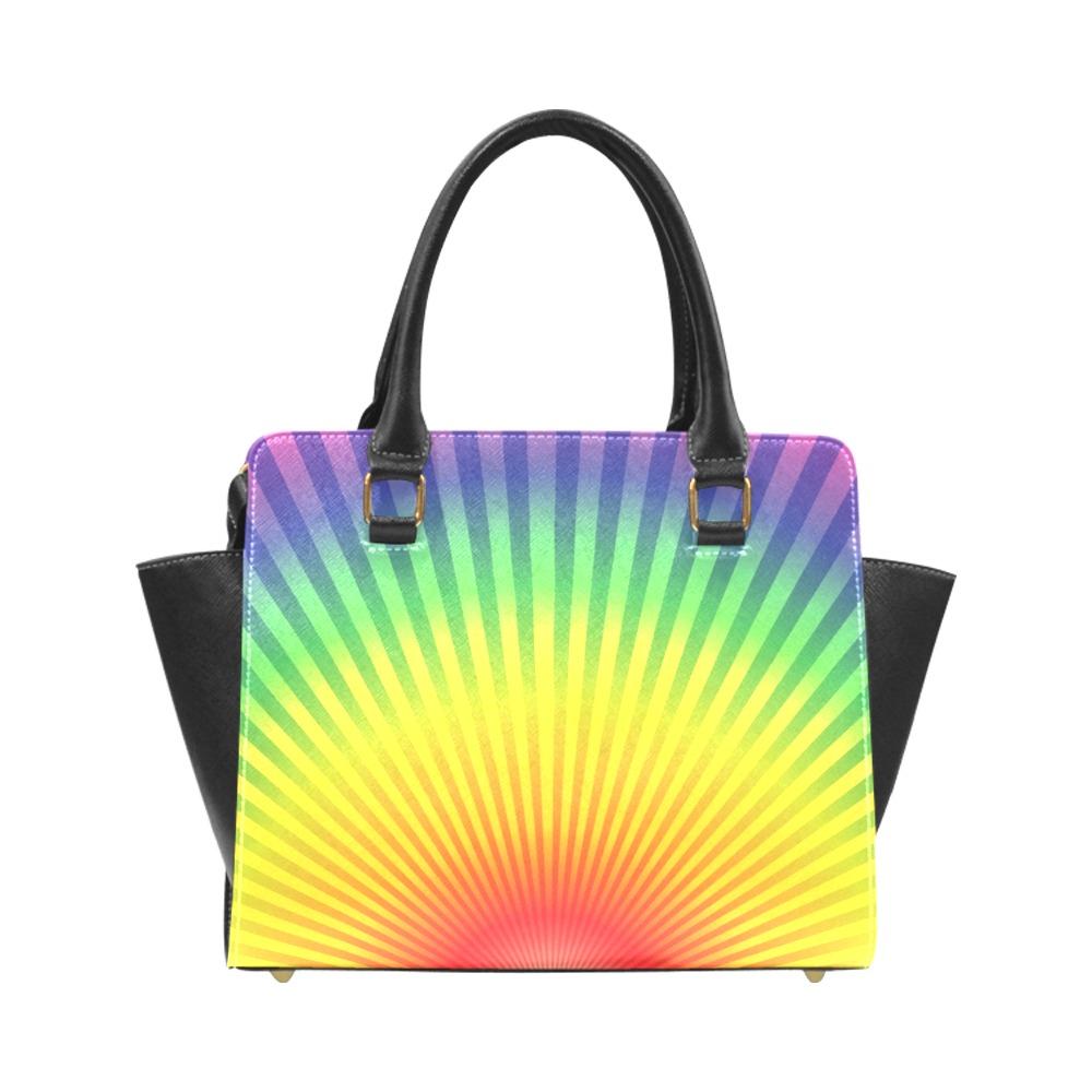 Top Handle Leather Rainbow Handbag - Pride Fire - D5790768 - Handbags