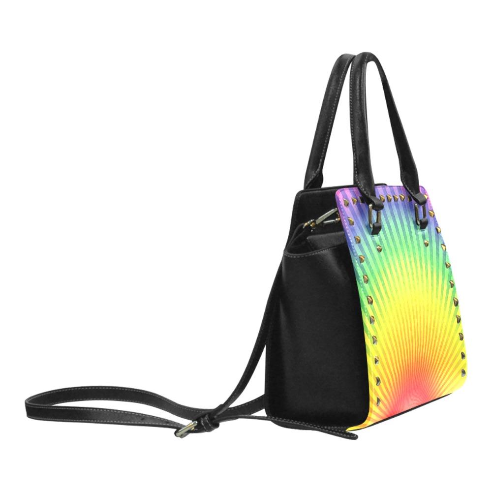 Top Handle Leather Rainbow Handbag - Pride Fire - D5790768 - Handbags